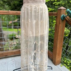 Boho Beachy Sheer Long Lace Skirt